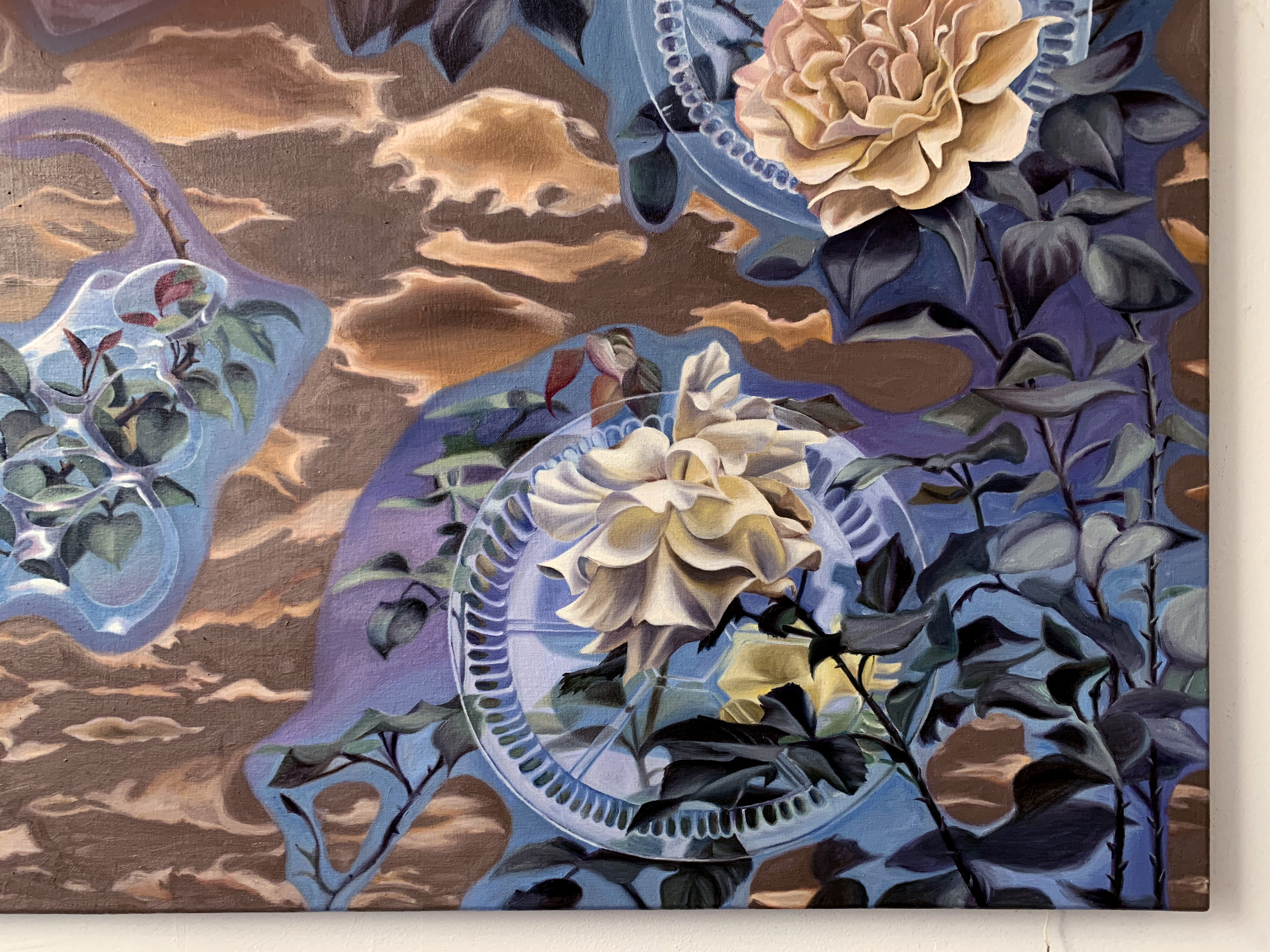 DETAIL Green-Futuristic (Diptych), 40x10 & 40x30 2021 <br>oil on canvas